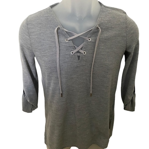 Michael KORS Gray Stylish Women Top w/ Roll-Up Sleeves PS Petite Small - Picture 1 of 5